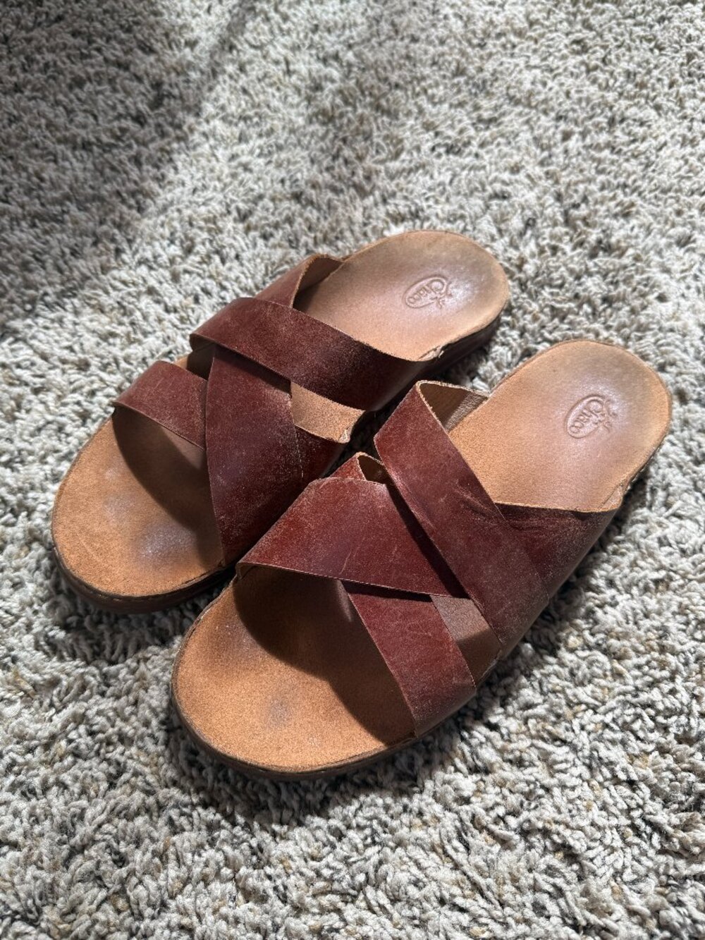 Chaco Wayfarer Leather Slide Sandal in Toffee, Size 11 Womens (but runs small)